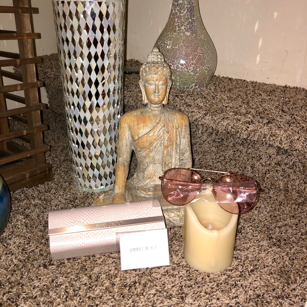 JIMMY CHOO Pink Abbiegs Aviator Stainless Steel 🕶 - Picture 4 of 9